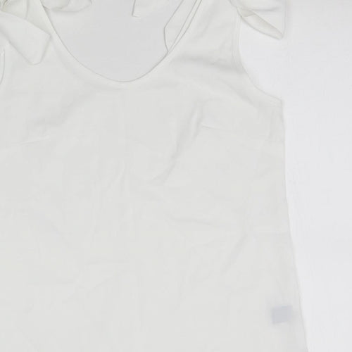 SheIn Womens White   Basic Blouse Size S  - Tie detail