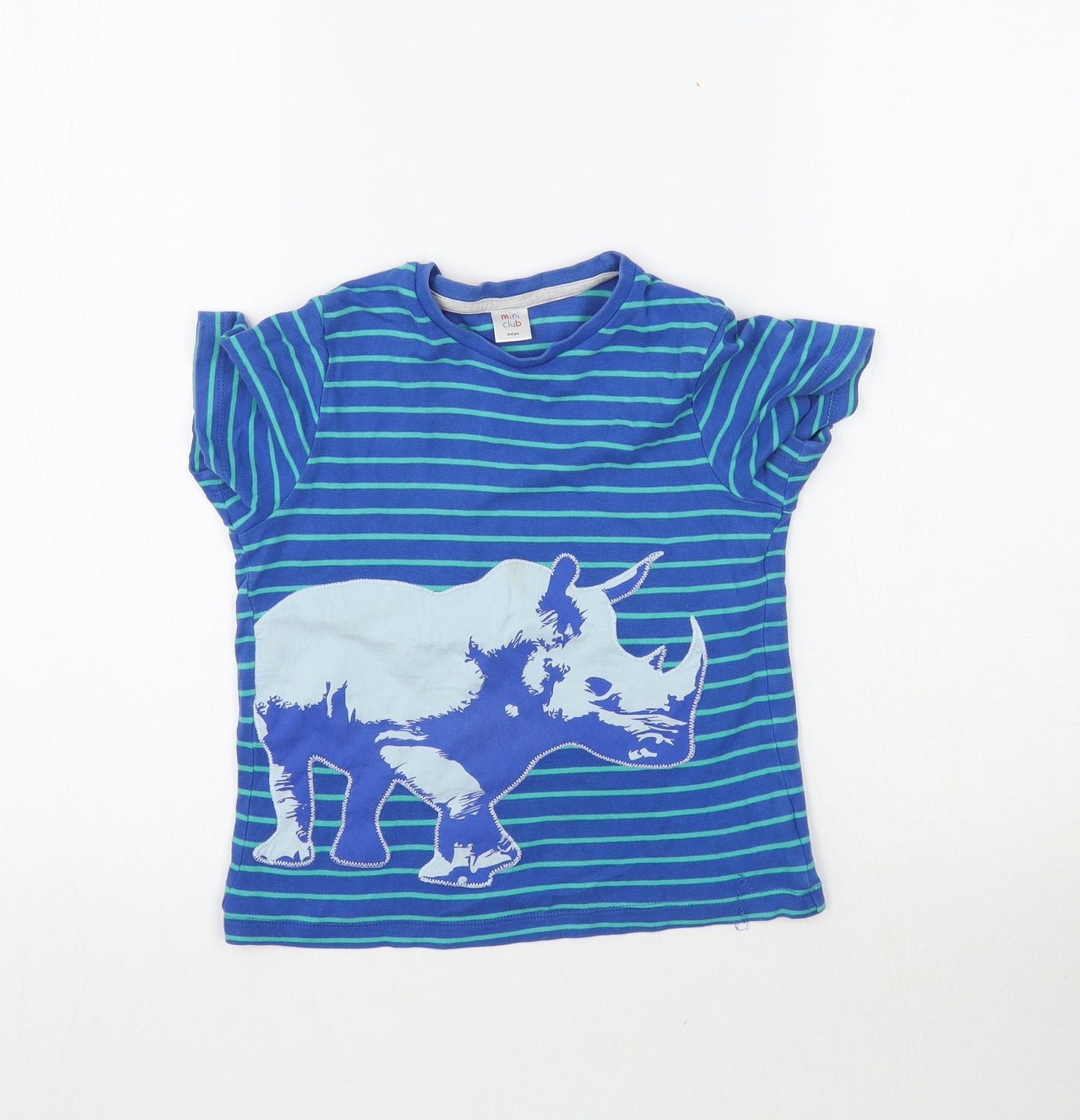 Mini Club Boys Blue Striped  Basic T-Shirt Size 5-6 Years  - Rhino