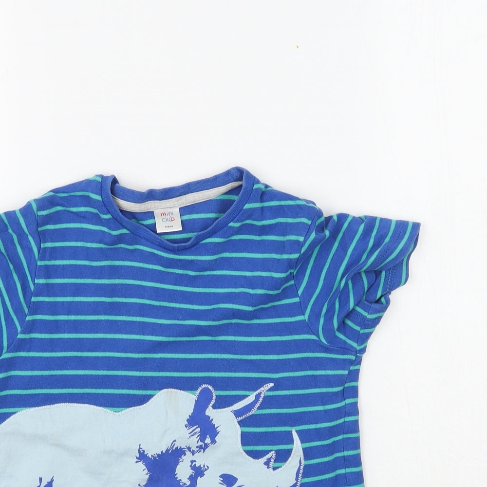 Mini Club Boys Blue Striped  Basic T-Shirt Size 5-6 Years  - Rhino