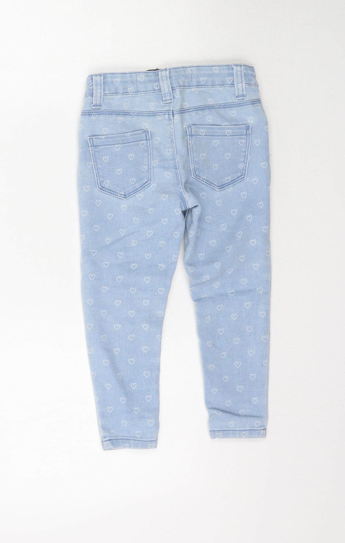 Denim Co Girls Blue  Denim Skinny Jeans Size 3-4 Years - Love heart print