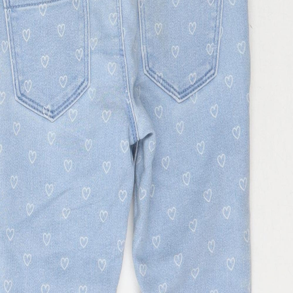Denim Co Girls Blue  Denim Skinny Jeans Size 3-4 Years - Love heart print