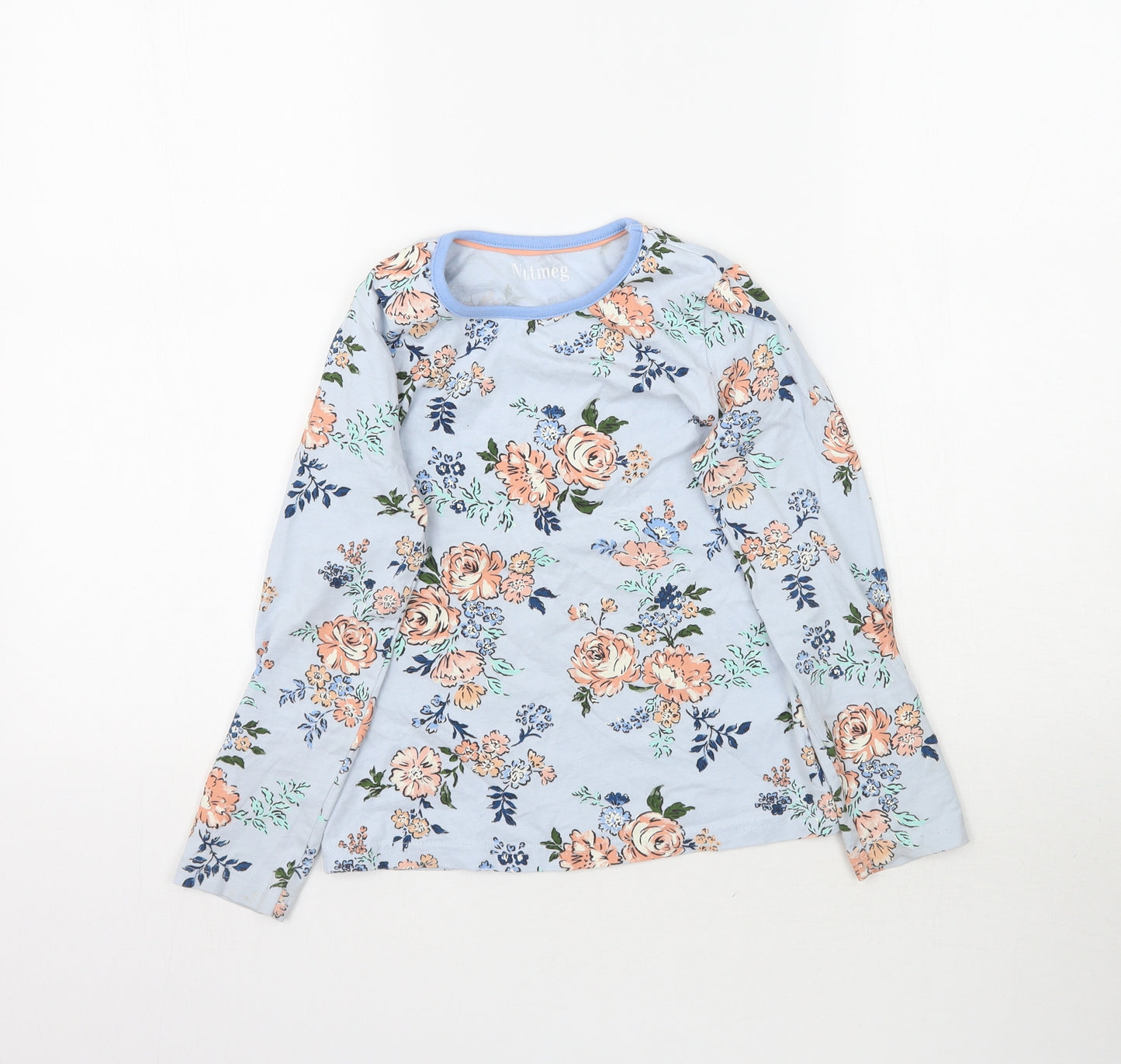 Nutmeg Girls Blue Fair Isle  Basic T-Shirt Size 7-8 Years
