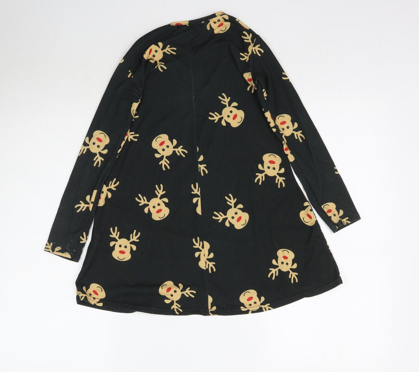 Be Jealous Girls Black   A-Line  Size 7-8 Years  - Reindeer print