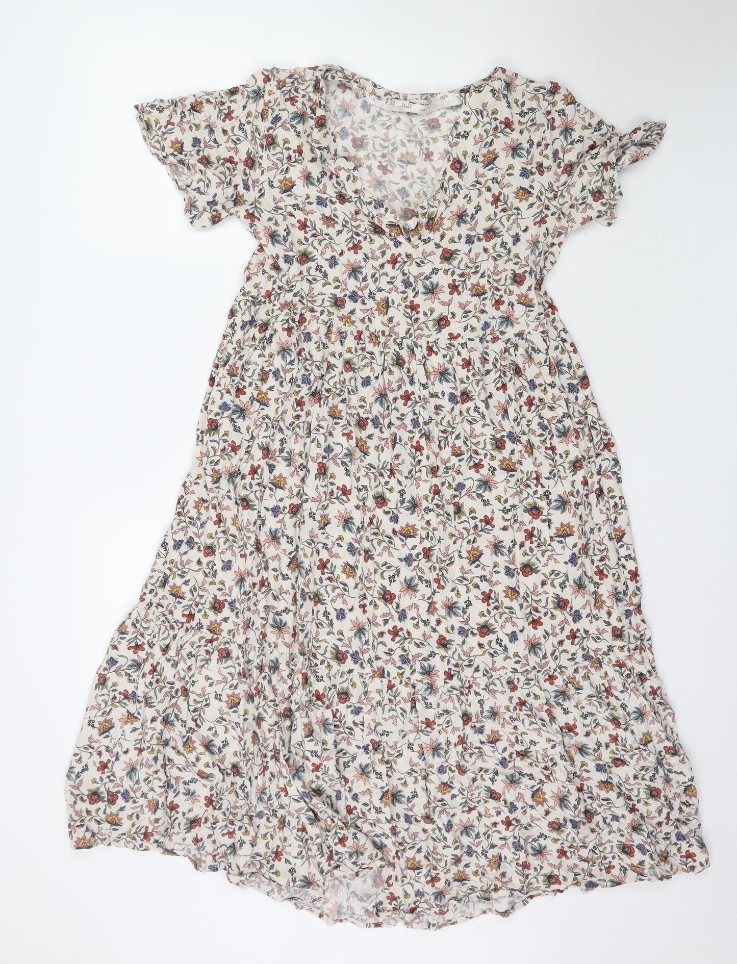 Pull & Bear Womens White Floral  A-Line  Size M