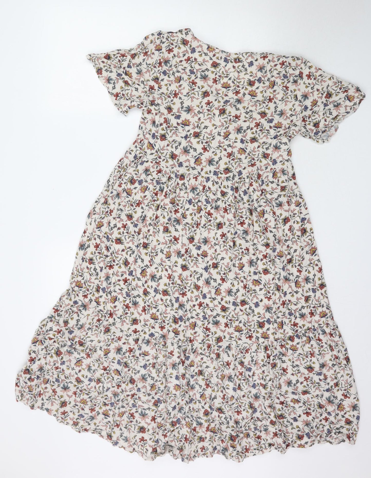 Pull & Bear Womens White Floral  A-Line  Size M