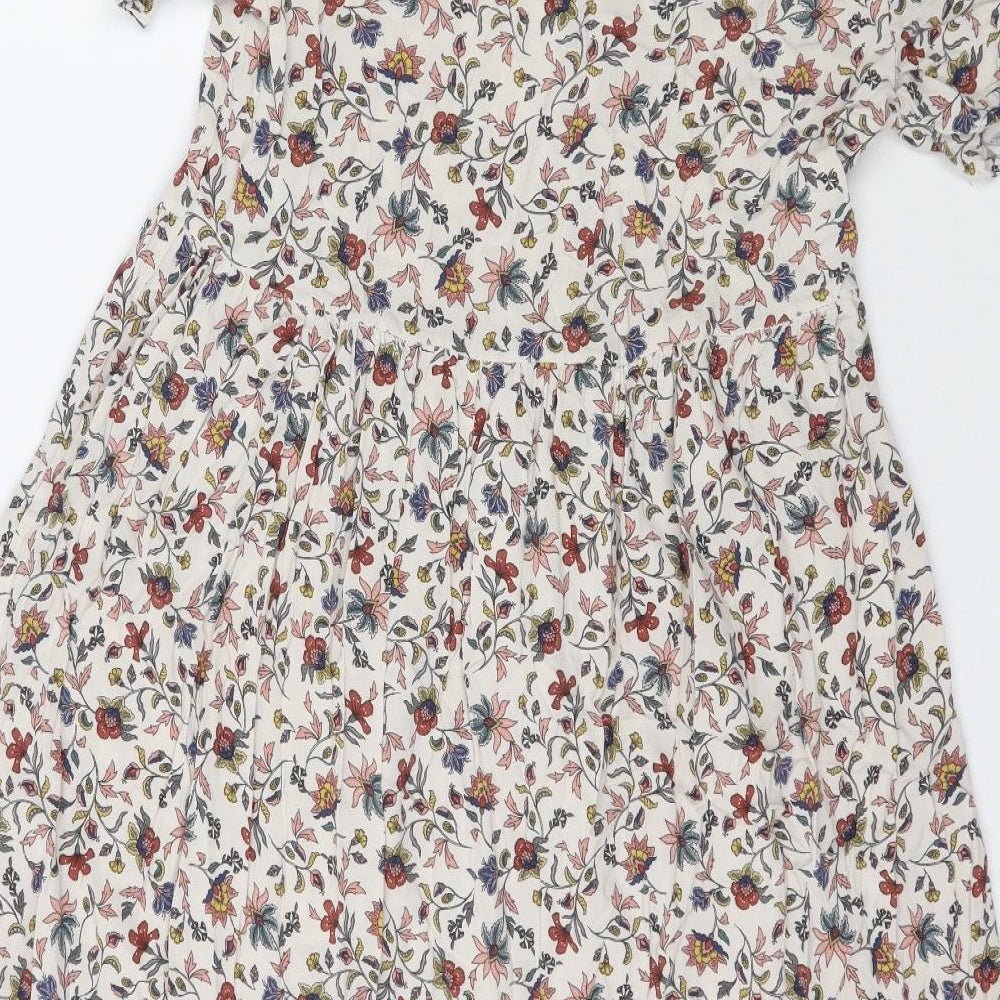 Pull & Bear Womens White Floral  A-Line  Size M
