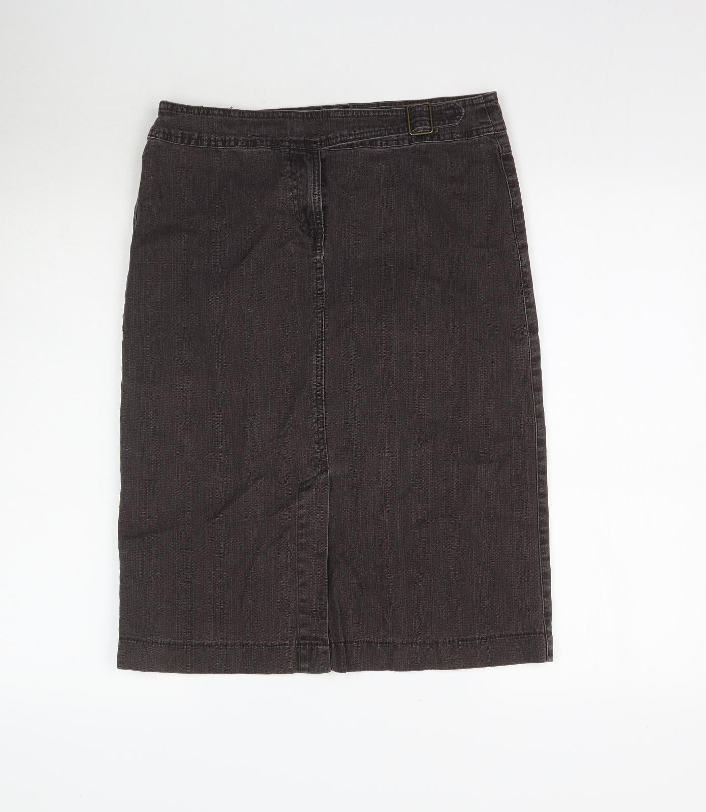 Marks and Spencer Womens Brown  Denim Straight & Pencil Skirt Size 12