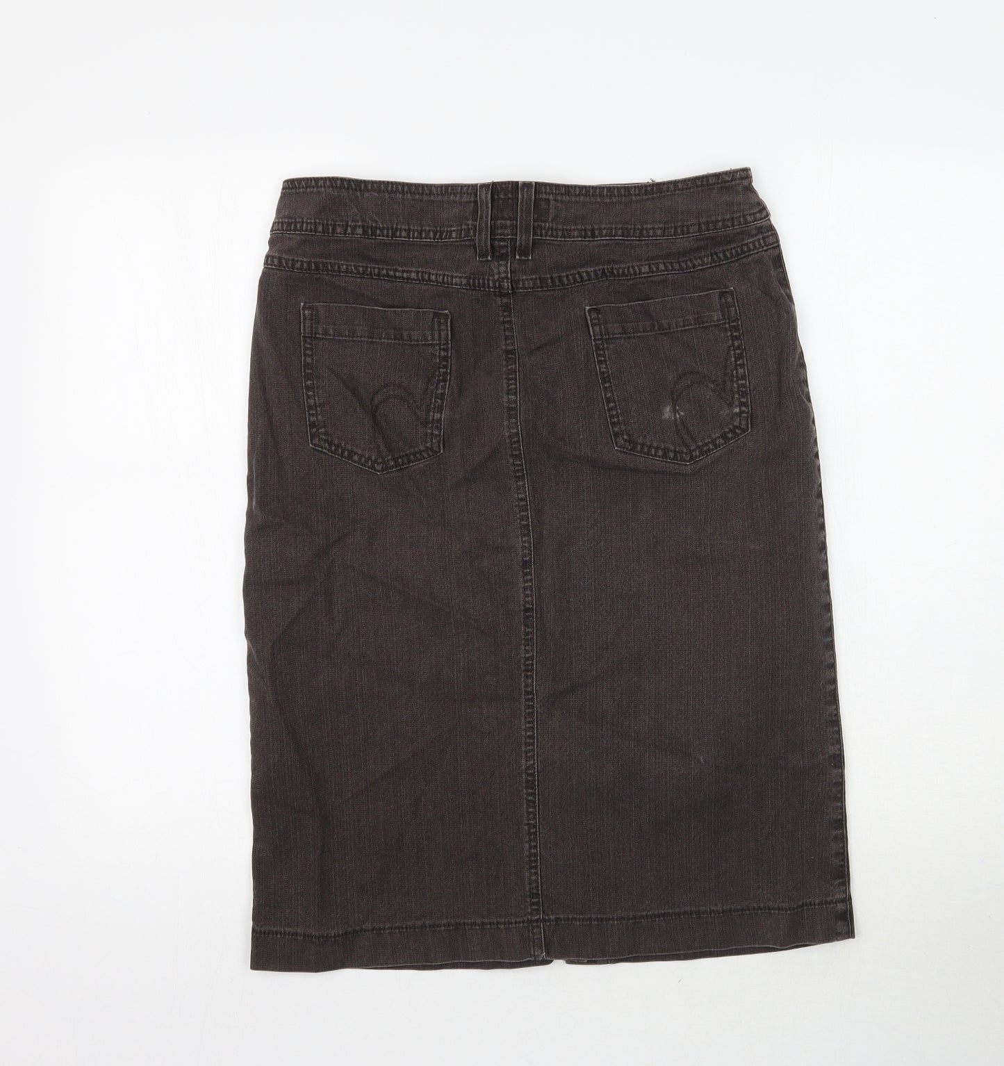 Marks and Spencer Womens Brown  Denim Straight & Pencil Skirt Size 12