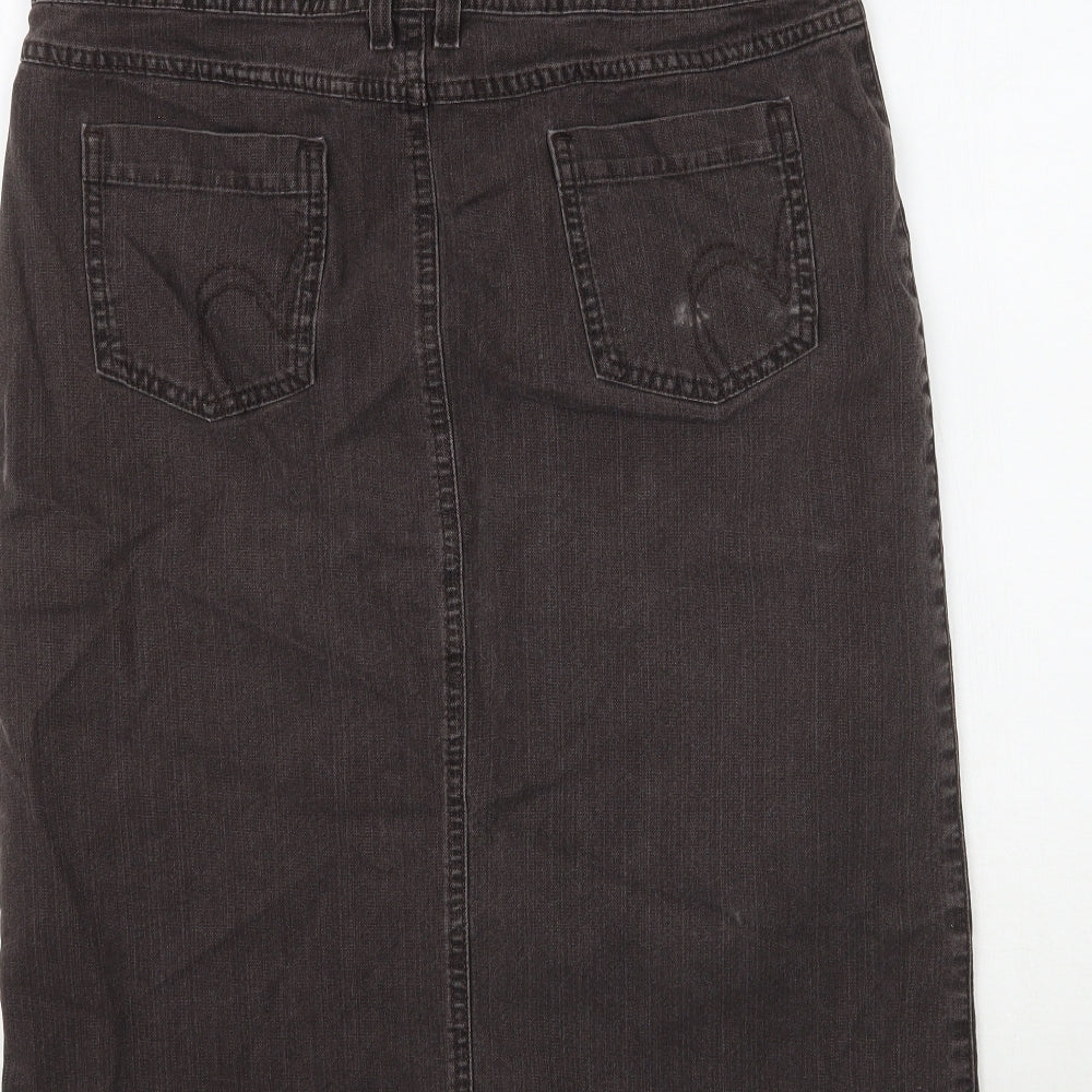 Marks and Spencer Womens Brown  Denim Straight & Pencil Skirt Size 12