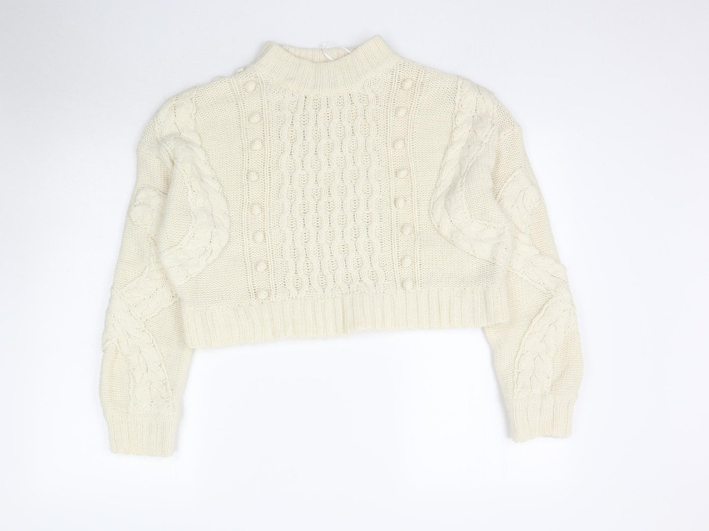 Nasty Gal Womens Ivory  Knit Pullover Jumper Size M