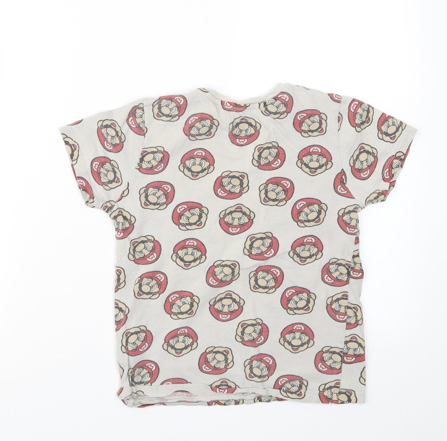 Primark Boys Beige Geometric  Basic T-Shirt Size 7-8 Years  - Super Mario