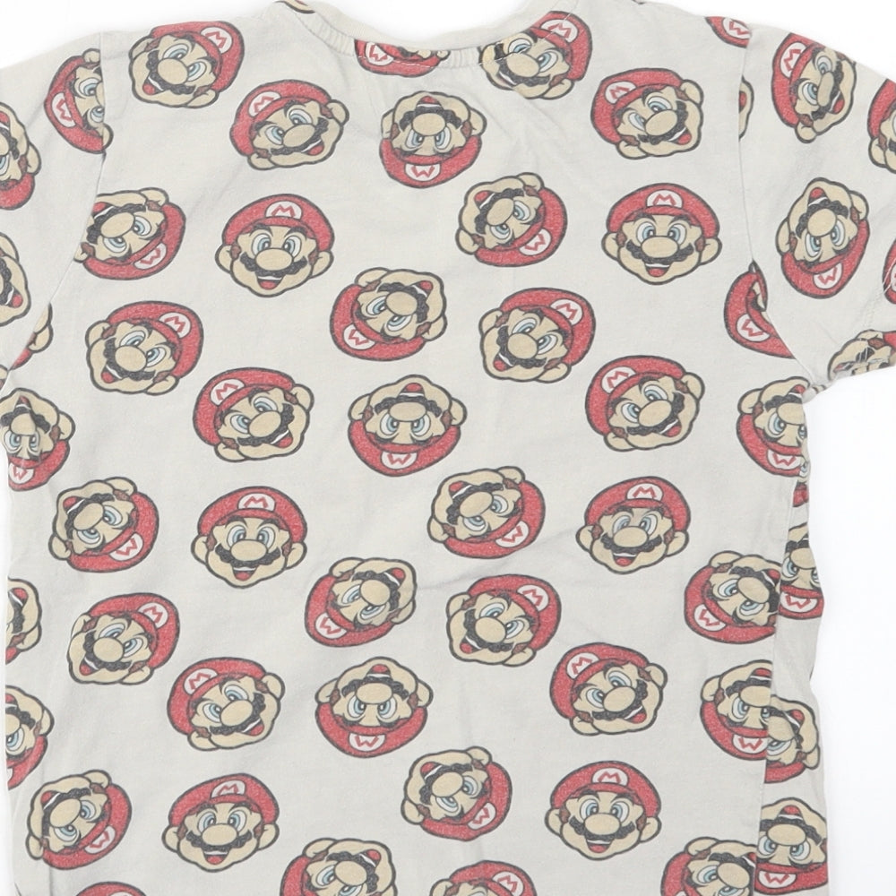 Primark Boys Beige Geometric  Basic T-Shirt Size 7-8 Years  - Super Mario