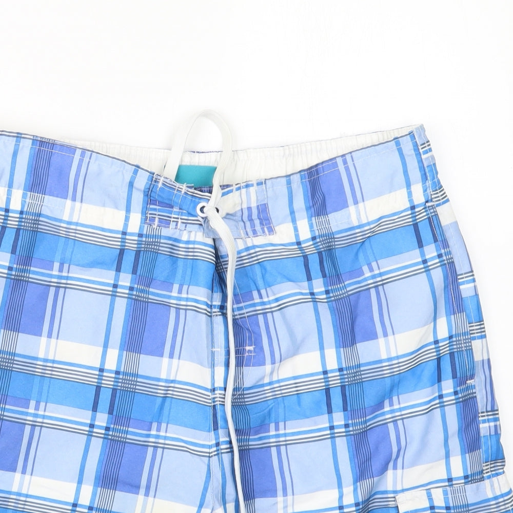 Cedar Wood State Mens Blue Check  Bermuda Shorts Size M - Swim Shorts