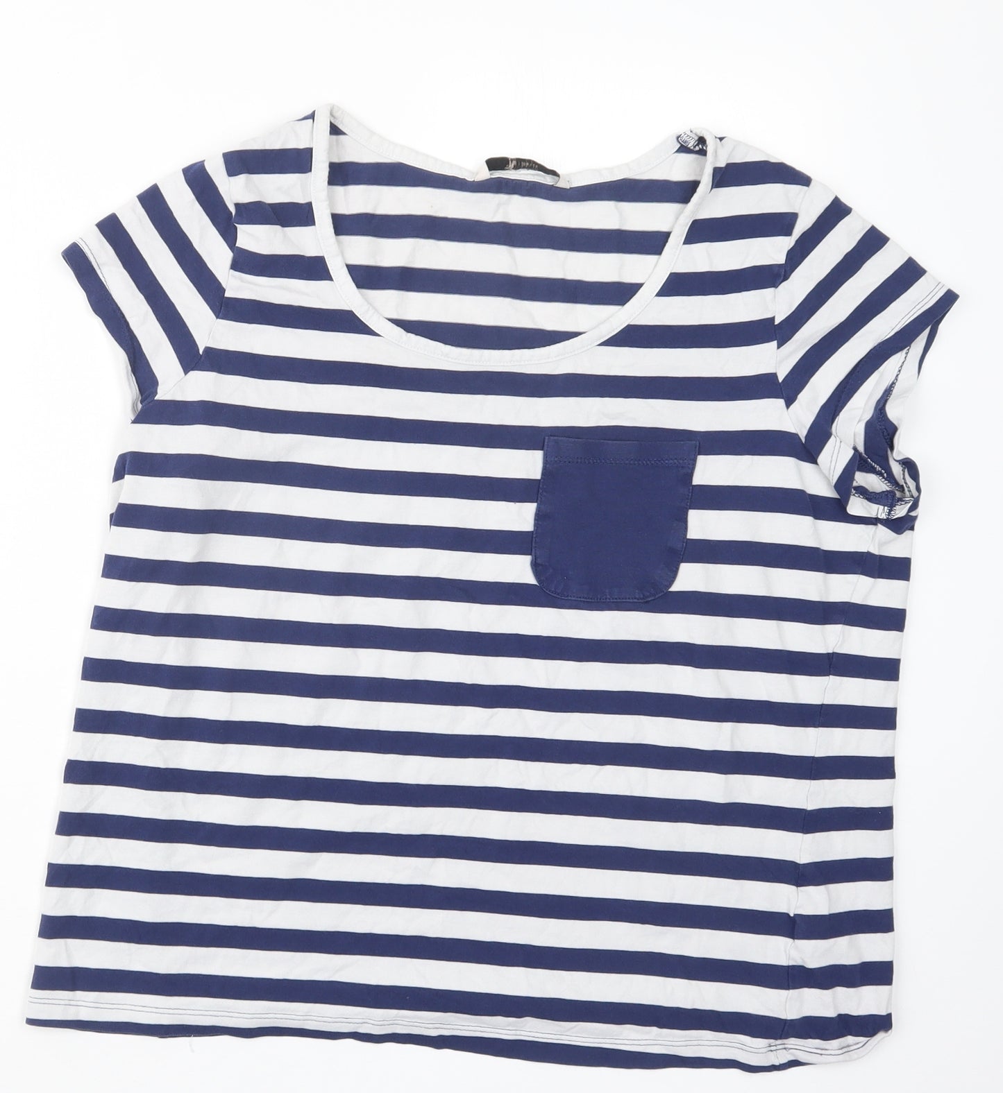 TU Womens Blue Striped  Basic T-Shirt Size 16