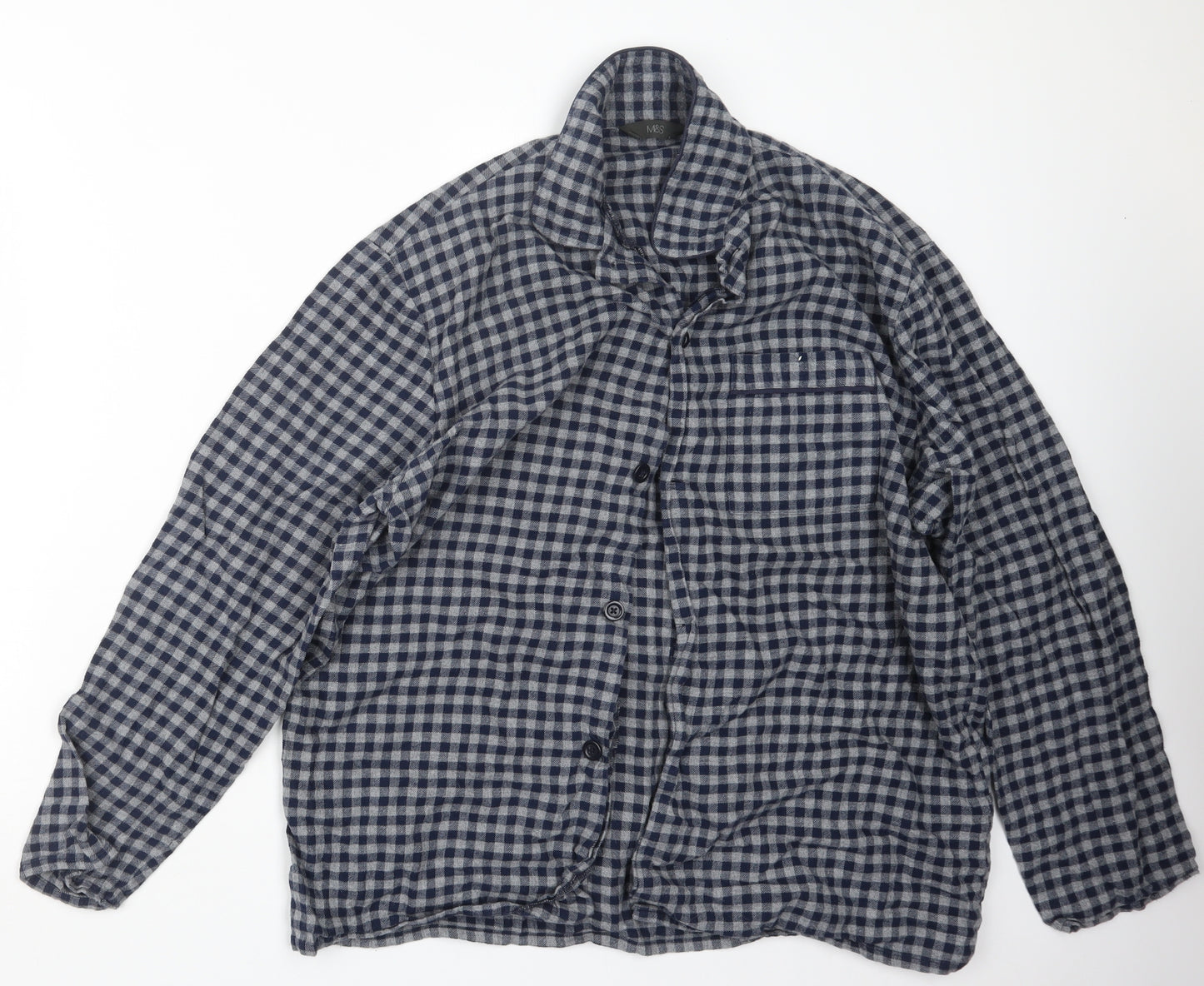 Marks and Spencer Mens Blue Check   Pyjama Set Size L