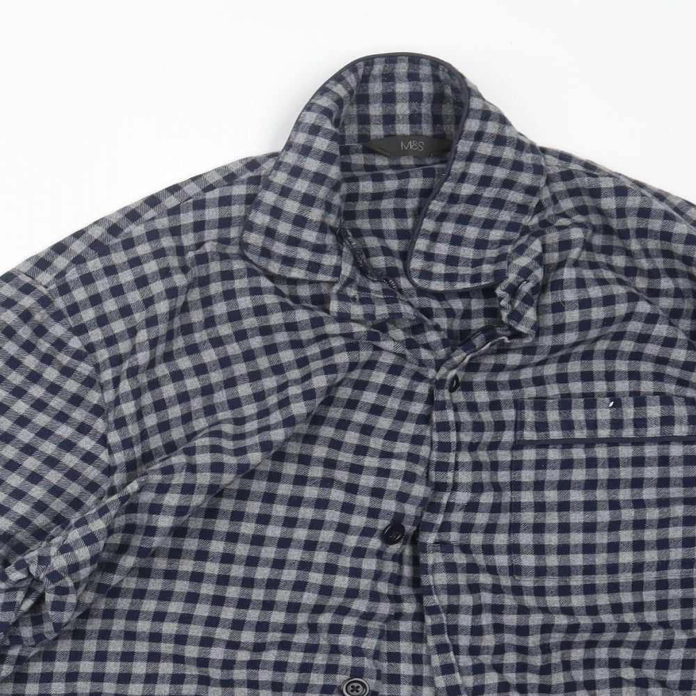 Marks and Spencer Mens Blue Check   Pyjama Set Size L