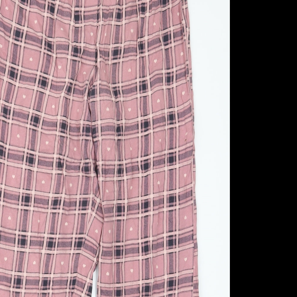 Marks and Spencer Womens Pink Check  Capri Pyjama Set Size 12