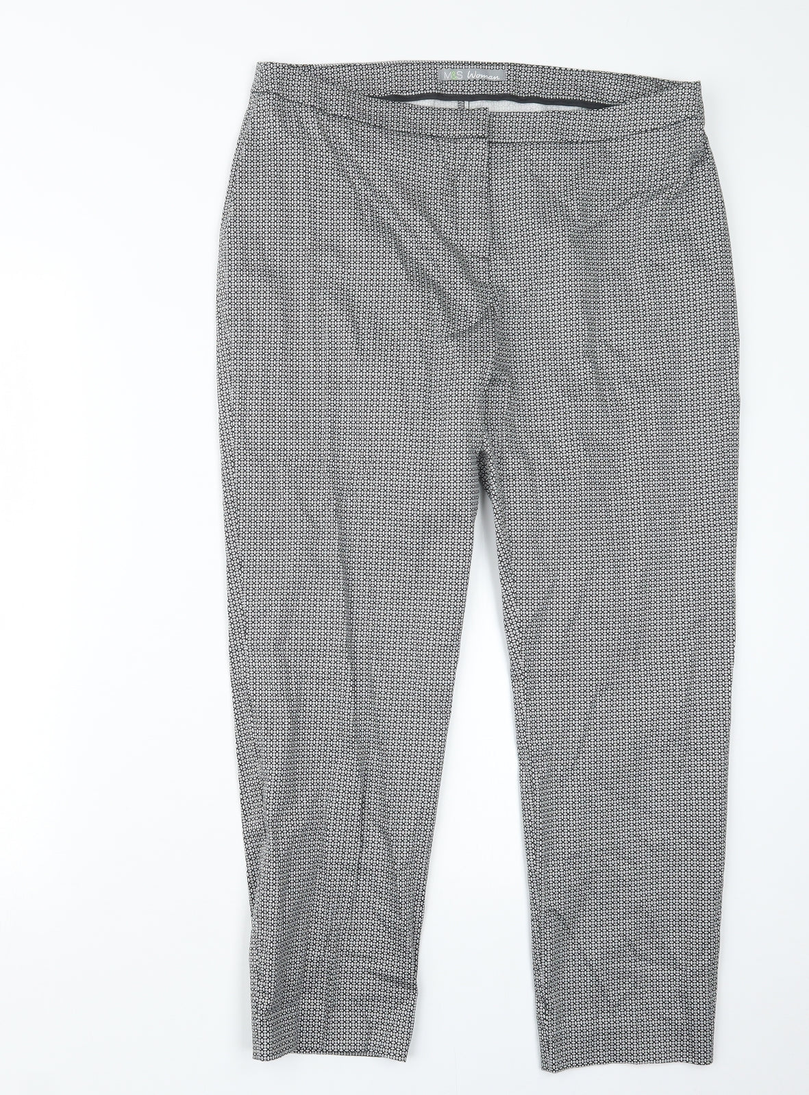 Marks and Spencer Womens Black Geometric  Trousers  Size 14 L26 in