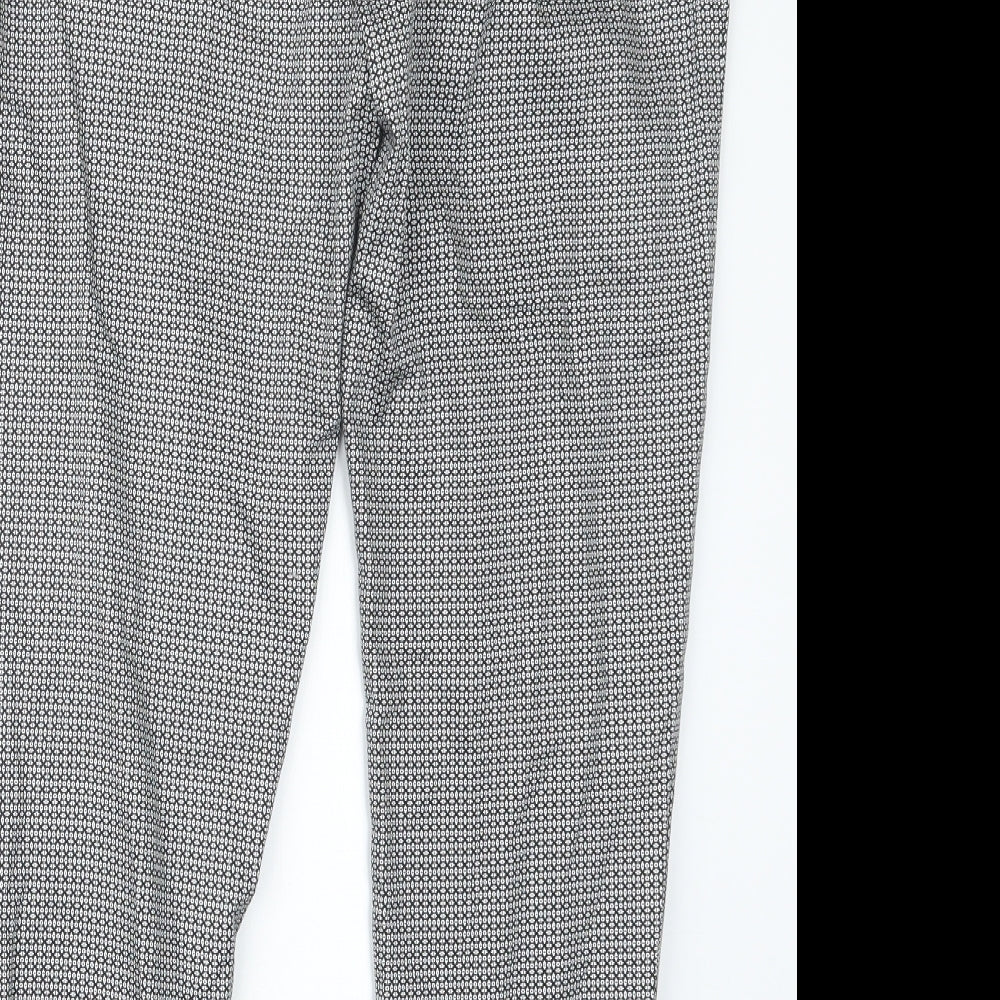 Marks and Spencer Womens Black Geometric  Trousers  Size 14 L26 in