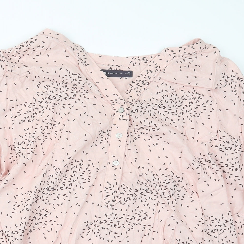Marks and Spencer Womens Pink Geometric  Basic Blouse Size 20