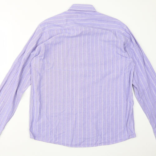 Cotton Traders Mens Purple Striped   Button-Up Size M