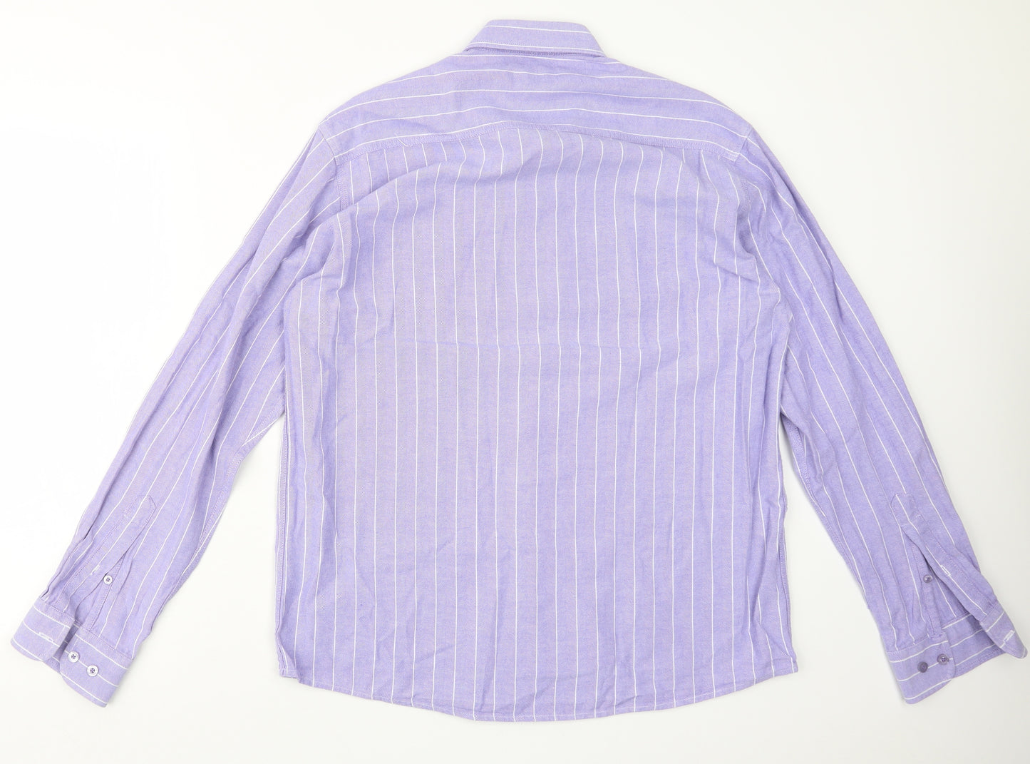 Cotton Traders Mens Purple Striped   Button-Up Size M