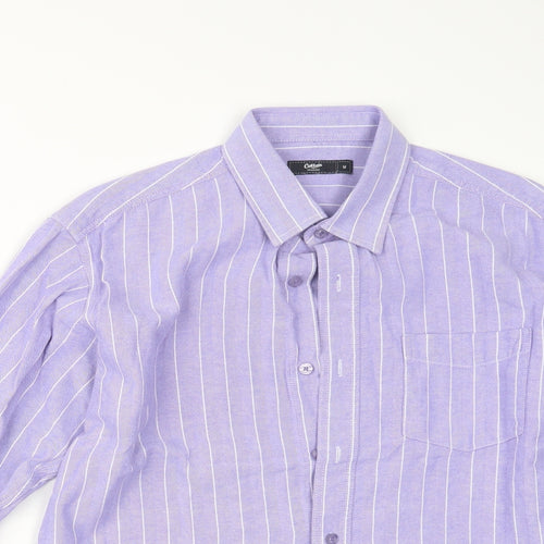 Cotton Traders Mens Purple Striped   Button-Up Size M