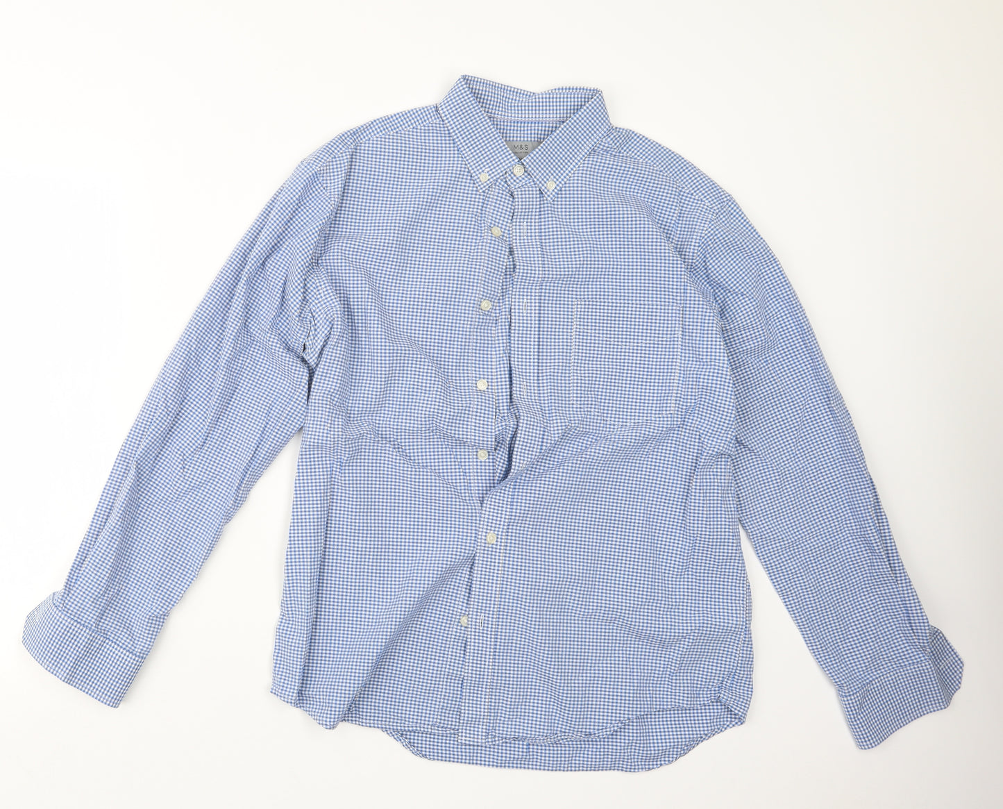 Marks and Spencer Mens Blue    Button-Up Size M