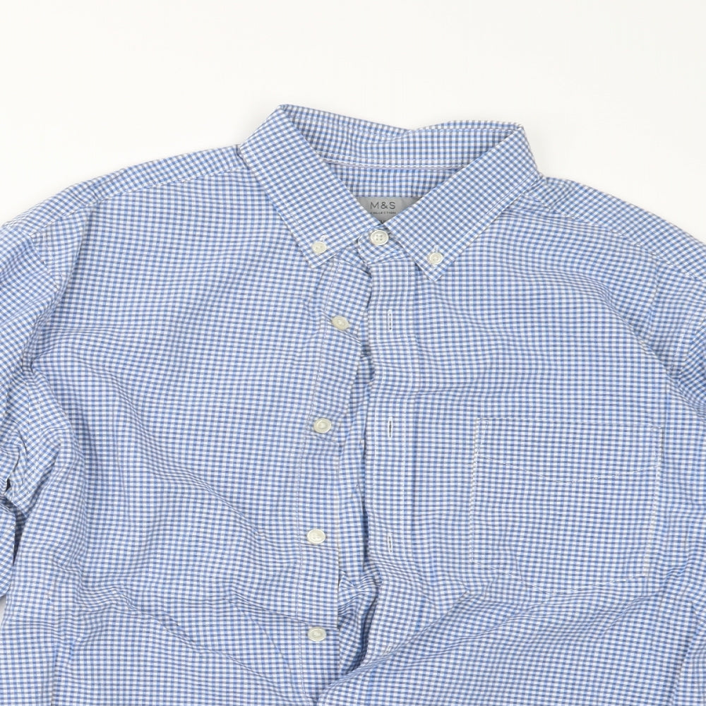 Marks and Spencer Mens Blue    Button-Up Size M