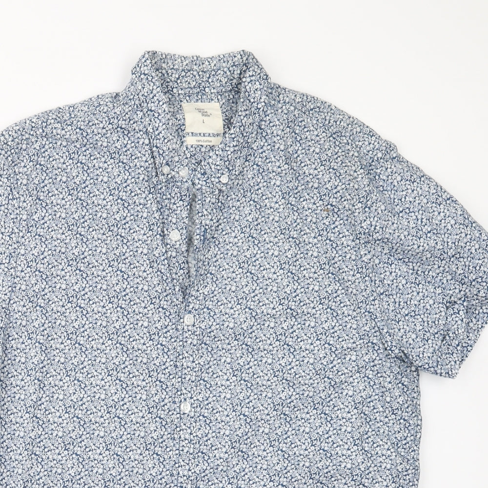 Cedar Wood State Mens Blue Floral   Button-Up Size L