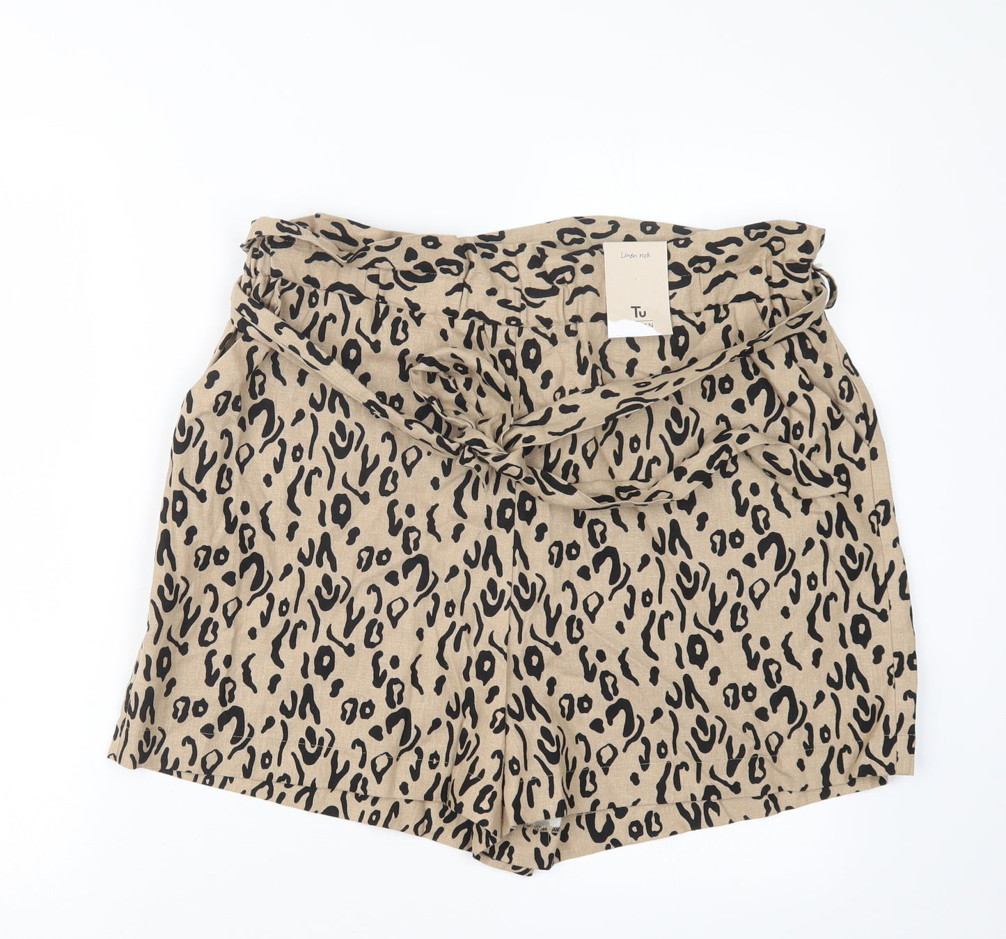 TU Womens Beige Animal Print  Hot Pants Shorts Size 16