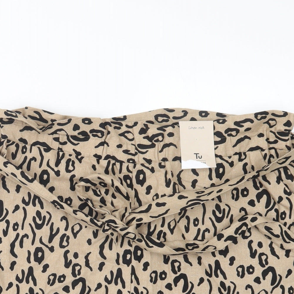 TU Womens Beige Animal Print  Hot Pants Shorts Size 16