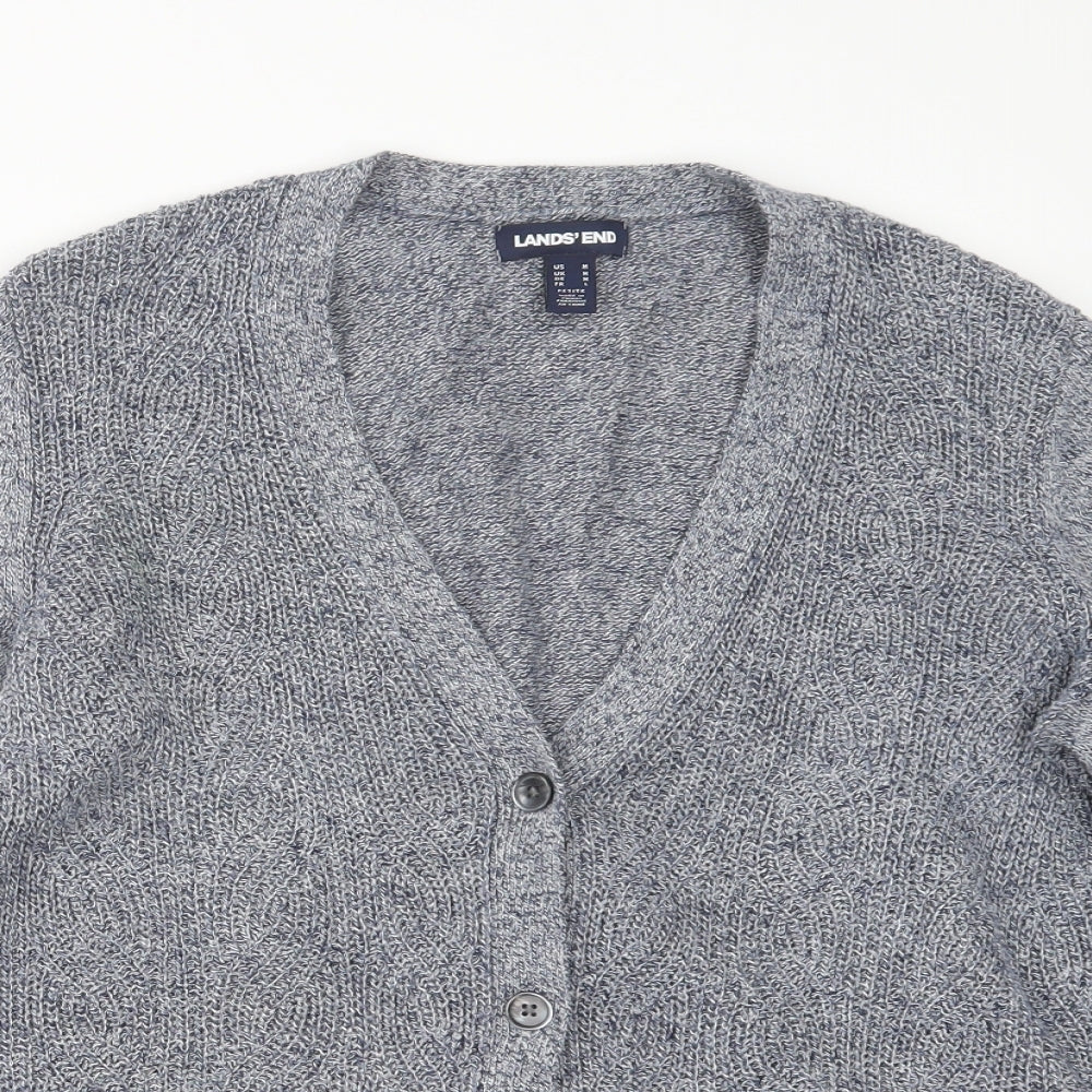 Lands' End Womens Blue  Knit Cardigan Jumper Size M