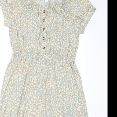 H&M Womens Green Floral  T-Shirt Dress  Size S
