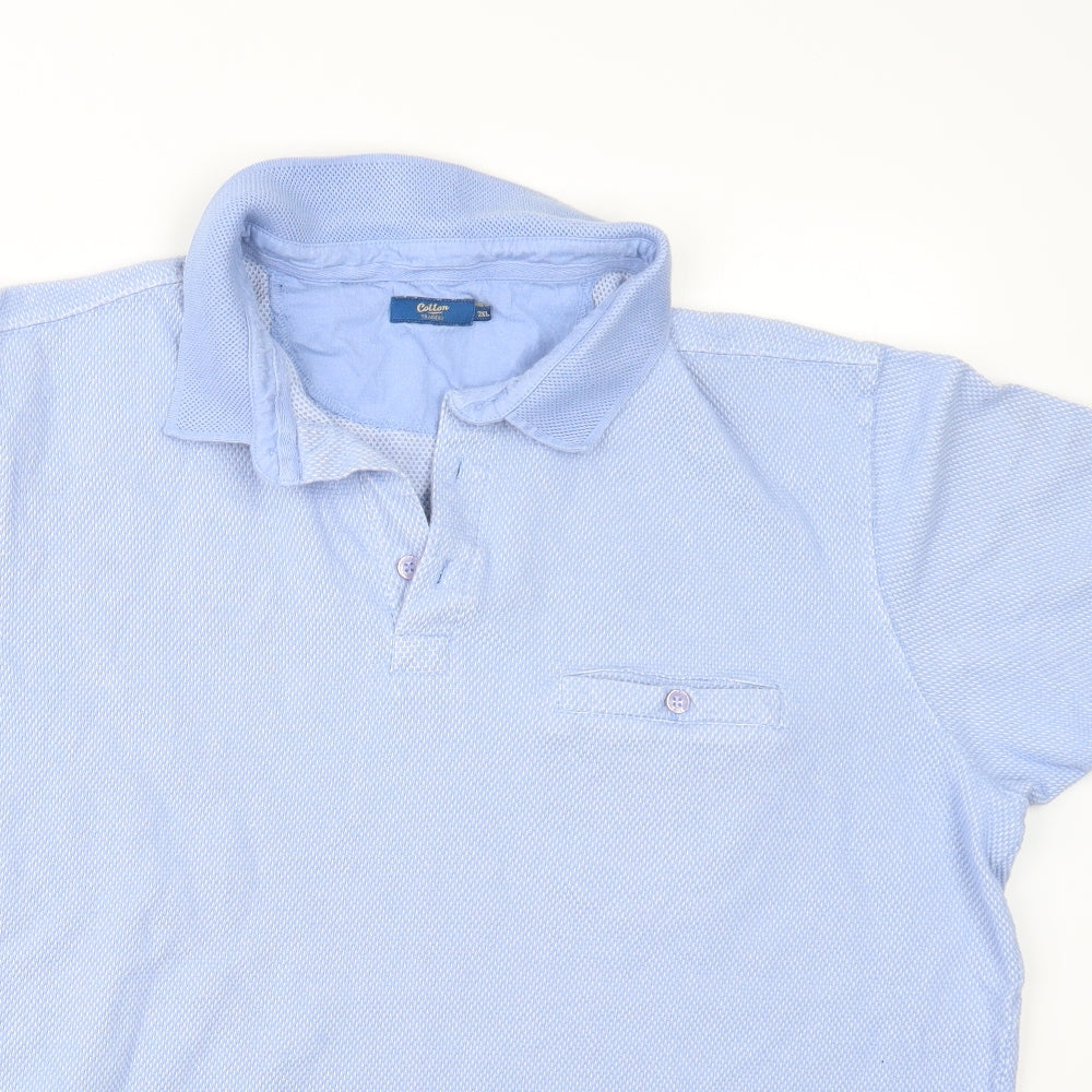 Cotton Traders Mens Blue  Knit  Polo Size 2XL