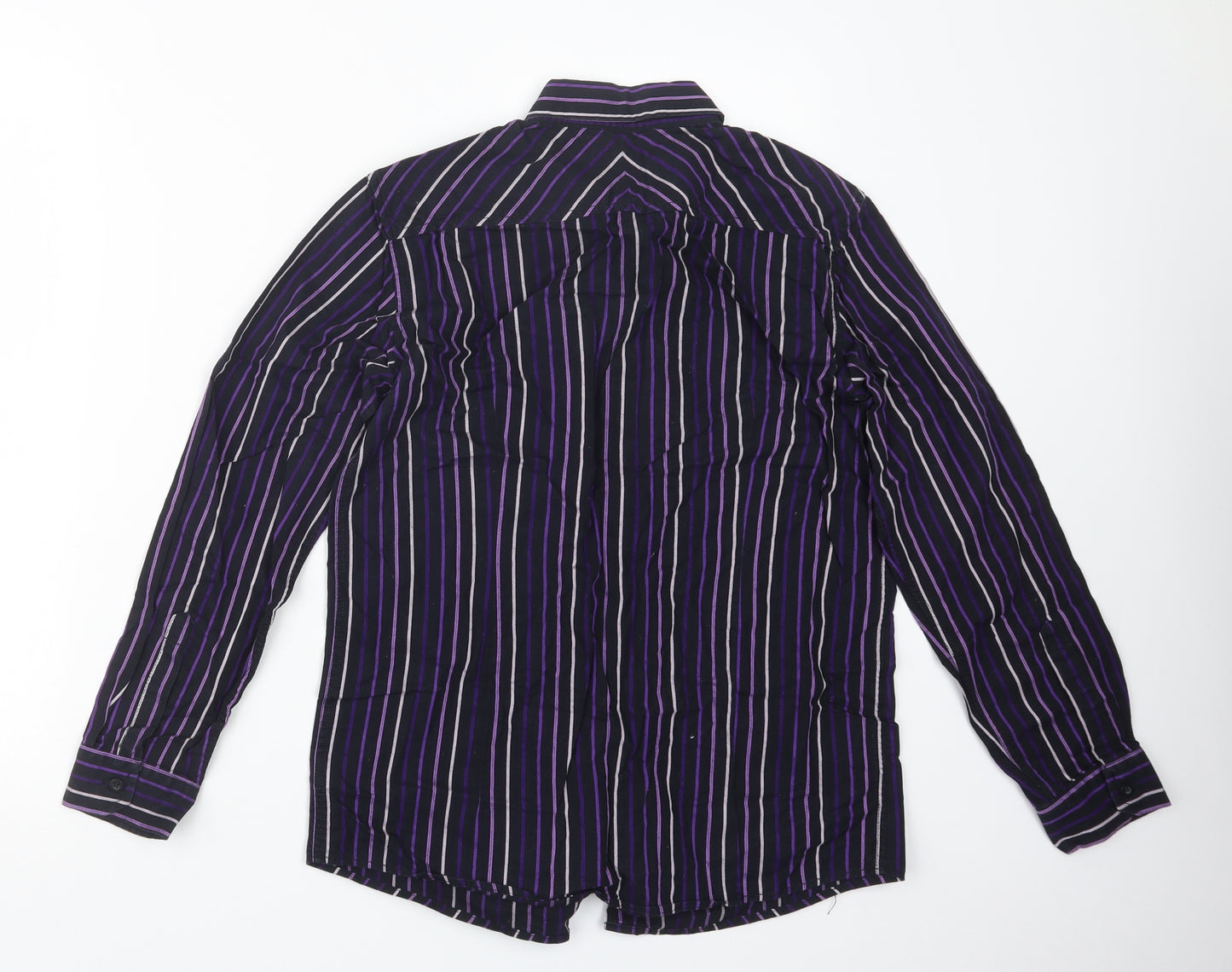 Marks and Spencer Boys Purple Striped  Basic Button-Up Size 14 Years