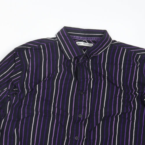 Marks and Spencer Boys Purple Striped  Basic Button-Up Size 14 Years