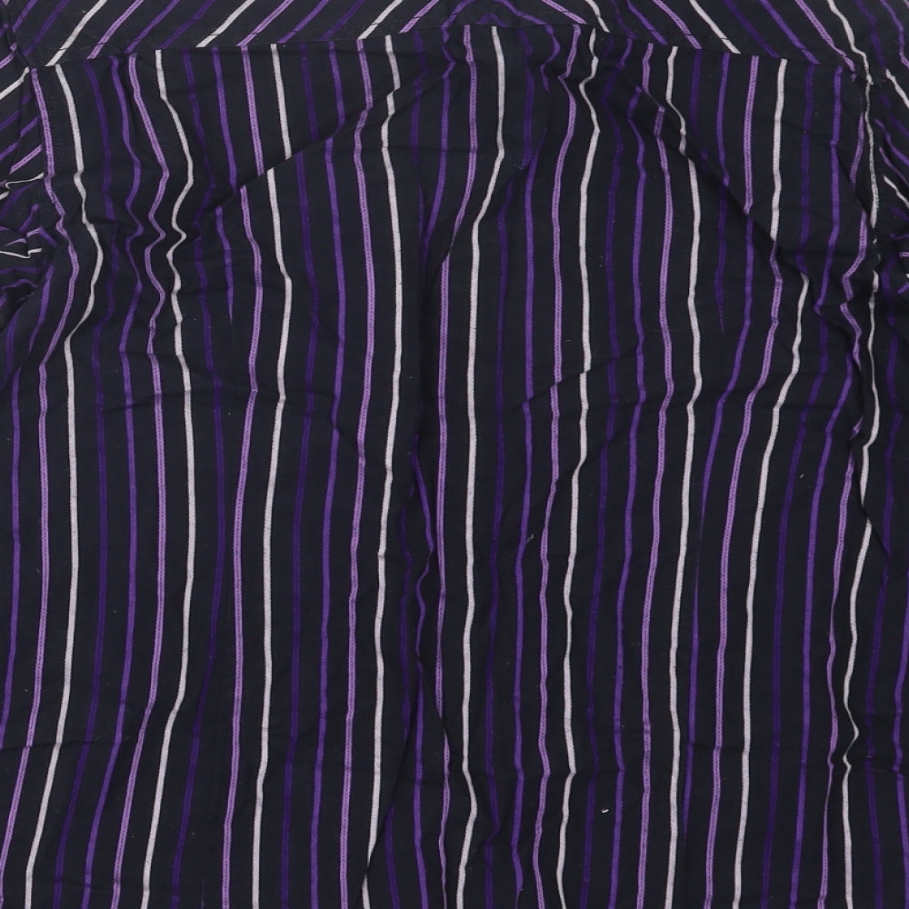 Marks and Spencer Boys Purple Striped  Basic Button-Up Size 14 Years
