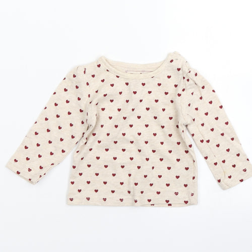 early days Girls Beige Polka Dot  Basic T-Shirt Size 0-3 Months
