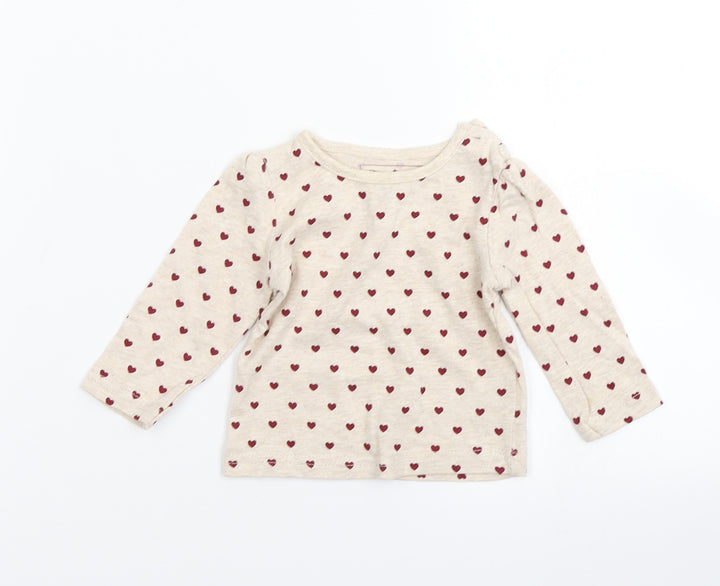 early days Girls Beige Polka Dot  Basic T-Shirt Size 0-3 Months