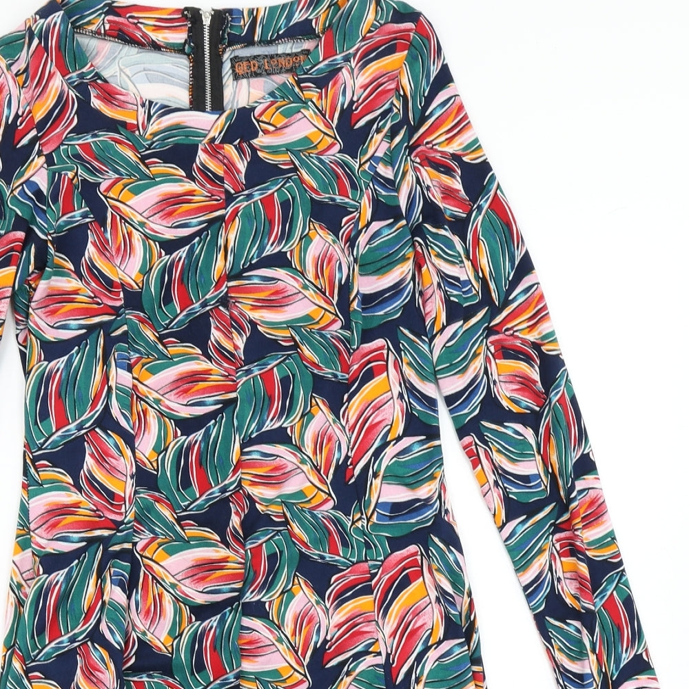 QED London Womens Blue Floral  Fit & Flare  Size 10