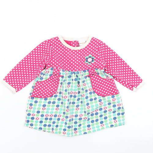 BlueZoo Girls Pink Polka Dot  Skater Dress  Size 3-6 Months