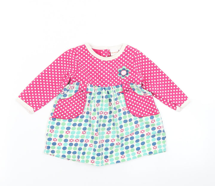 BlueZoo Girls Pink Polka Dot Skater Dress Size 3-6 Months