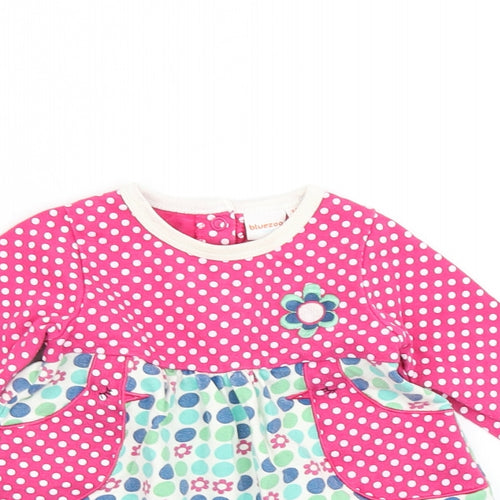 BlueZoo Girls Pink Polka Dot  Skater Dress  Size 3-6 Months