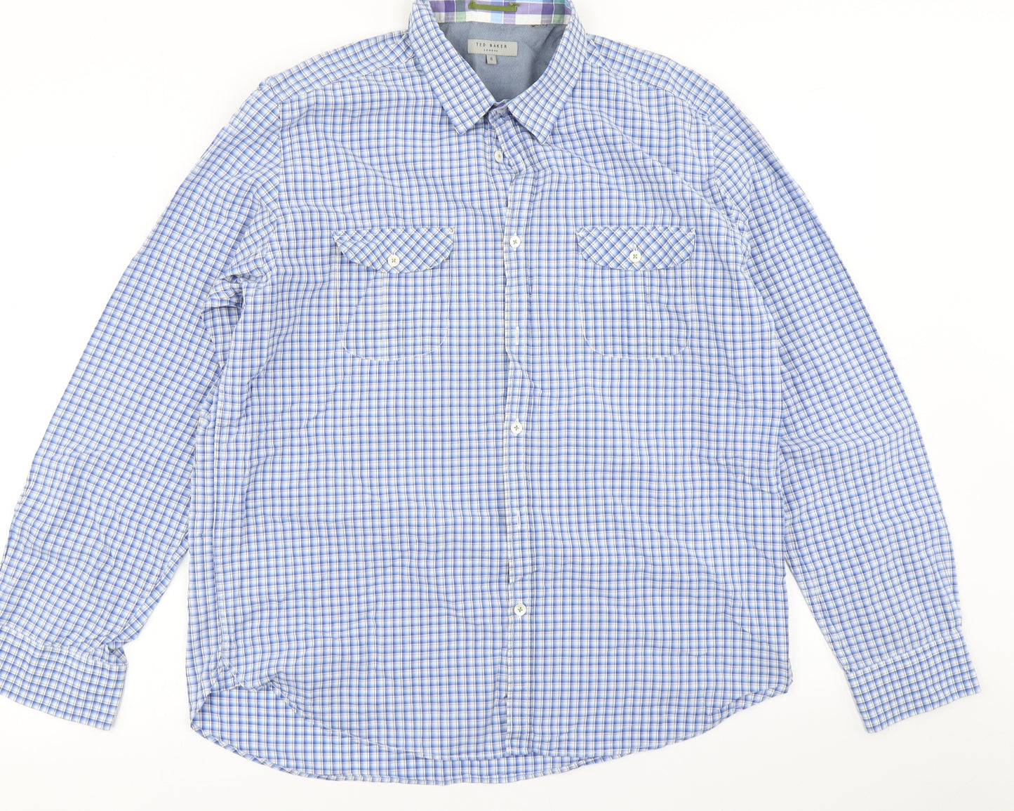 Ted Baker Mens Blue Check   Dress Shirt Size 2XL