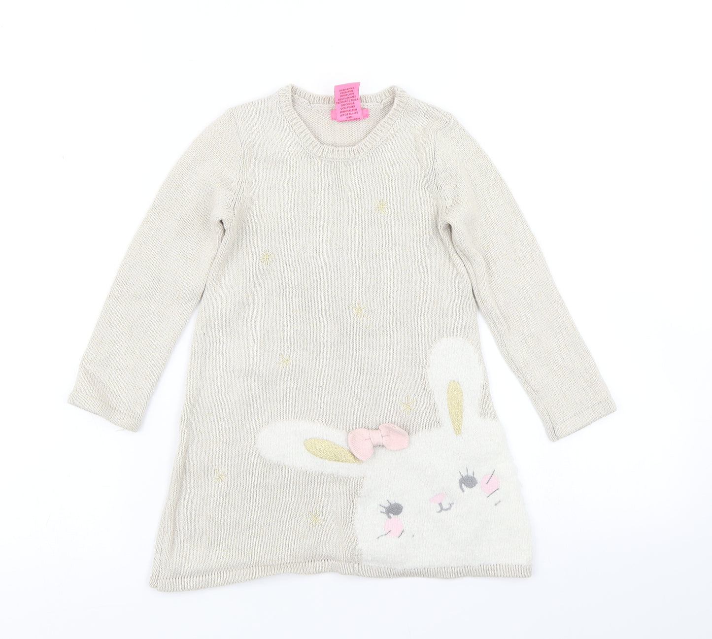 Isaac Mizrahi Girls Beige  Knit Jumper Dress  Size 2-3 Years