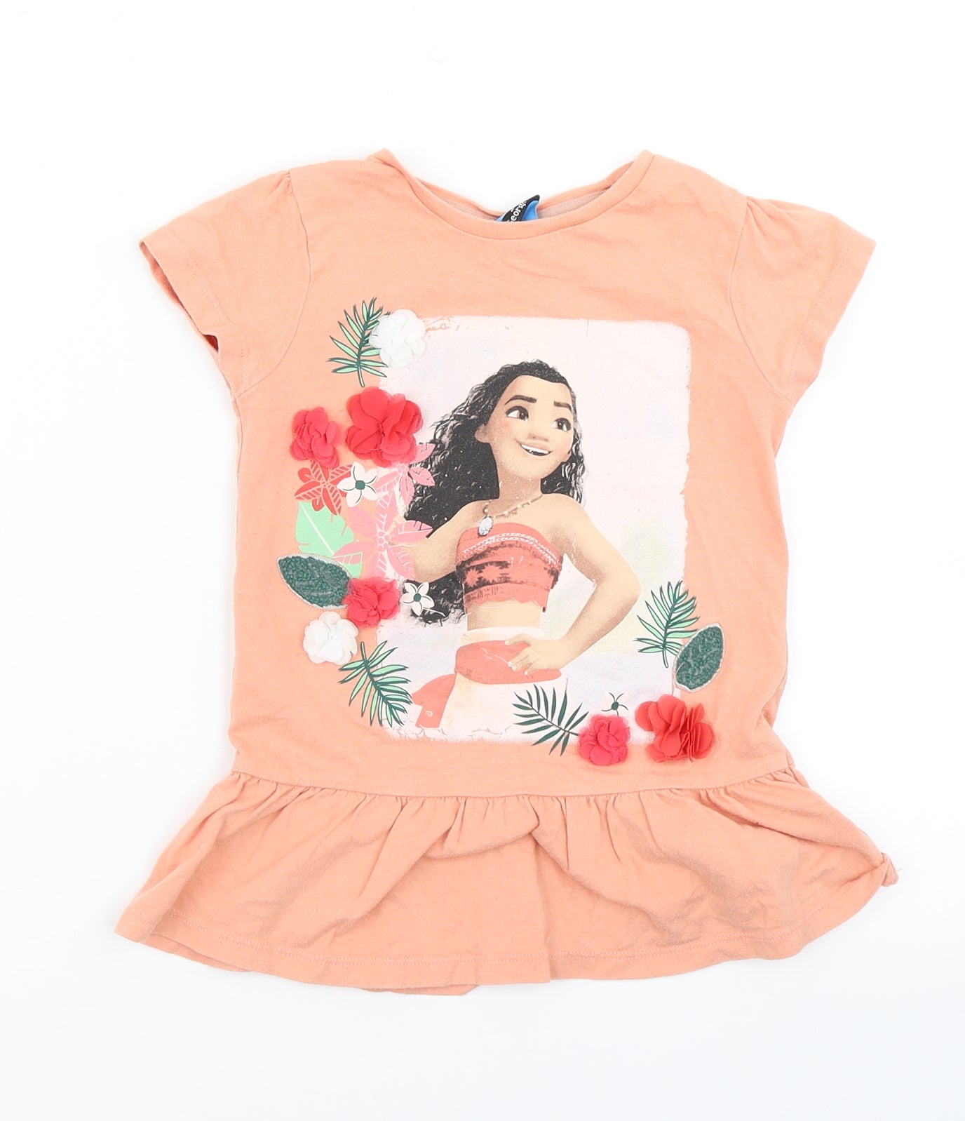 George Girls Pink   Basic T-Shirt Size 2-3 Years  - Moana
