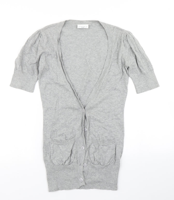 New Look Womens Grey Knit Cardigan Jumper Size 6