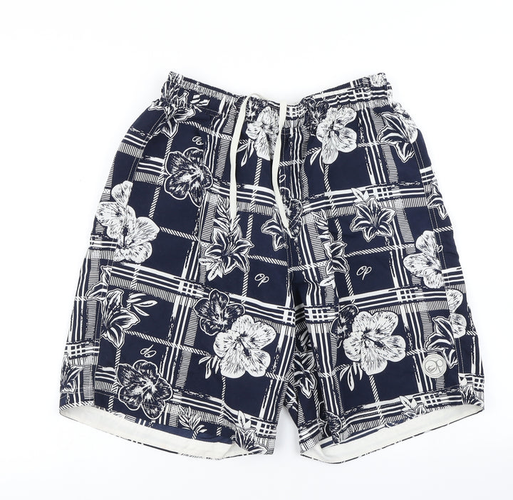 Ocean Pacific Mens Blue Floral Athletic Shorts Size M