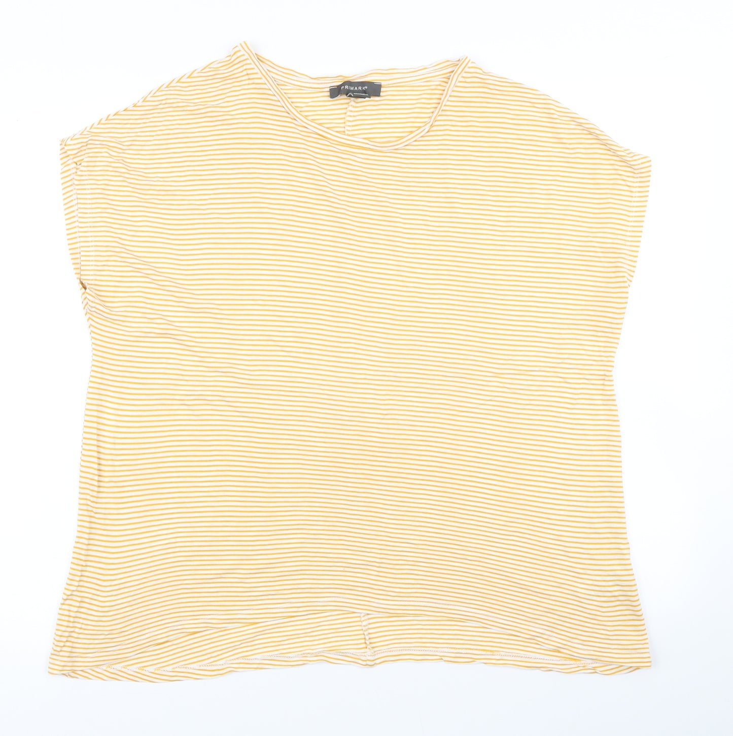 Primark Womens Yellow Striped  Basic T-Shirt Size M